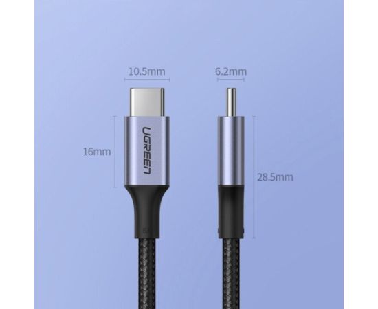 Ugreen Type C 2.0 Vīrietis uz Type C 2.0 Vīrietis 5A Datu Kabelis 1M Melns
