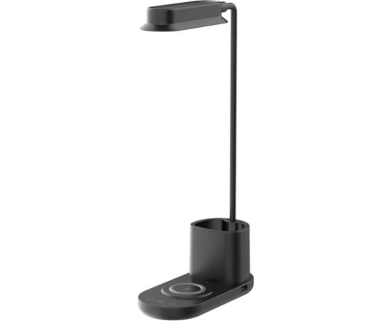 Elight T9 5W Galda fleksibla Lampa ar 15W Bezvadu lādētāju + Pildspalvu glāze USB pieslēgums Melna