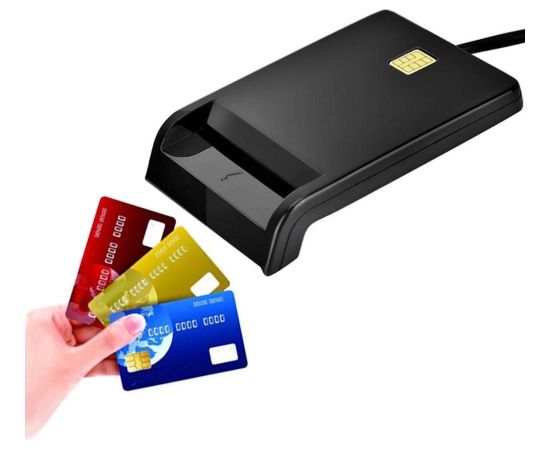 CP ID2 USB 2.0 ID kartes lasītājs 80cm vads 420 Kb/s (6.5x6cm) Melns