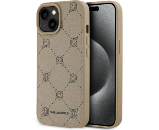 Karl Lagerfeld Apple  Karl Lagerfeld PU Karl Heads Pattern MagSafe Case for iPhone 15 Beige