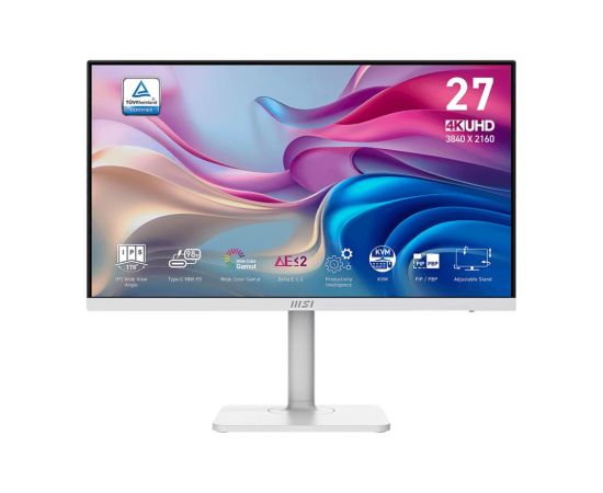 LCD Monitor MSI MODERN MD272UPHW 27" Business/4K Matte Panel IPS 3840x2160 16:9 60Hz 4 ms Speakers Colour White MODERNMD272UPHW