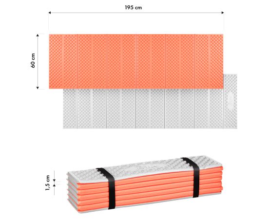 NC17103 Salokāms tūristu guļampaklājiņš ar alumīnija polsterējumu + XPE 195 cm oranžs Nils Camp