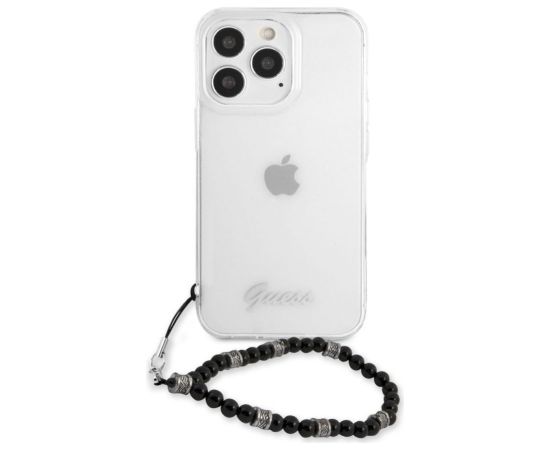 Guess Apple  iPhone 13 Pro PC Script and Black Pearls Case Transparent