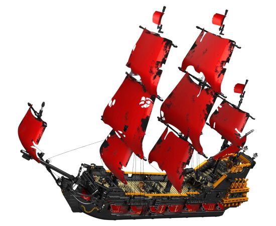 Leantoys Construction Bricks Pirate Ship Red Sails 3139 pcs.