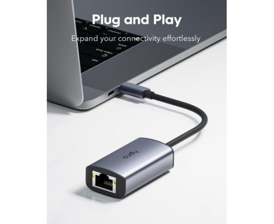 Cudy UE10C USB-C uz Gigabit Ethernet adapteris Portatīvais alumīnija Plug and Play pelēks
