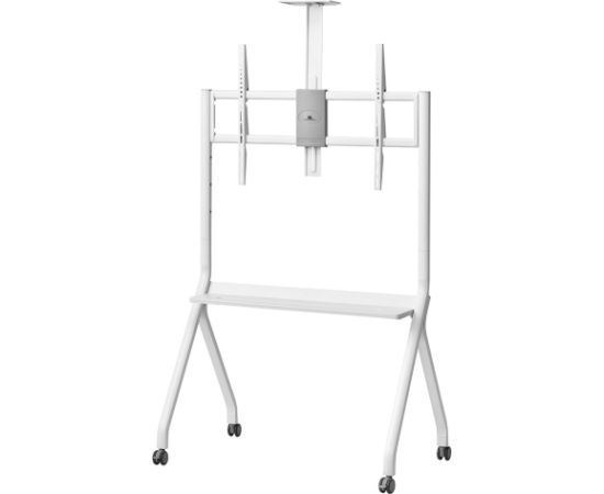 Maclean TV stand / cart, camera shelf, on casters, 55-100", max load 120kg/10kg shelf, max. VESA 900x600, white, MC-114 W