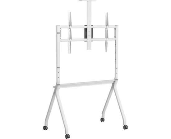 Maclean TV stand / cart, camera shelf, on casters, 55-100", max load 120kg/10kg shelf, max. VESA 900x600, white, MC-114 W