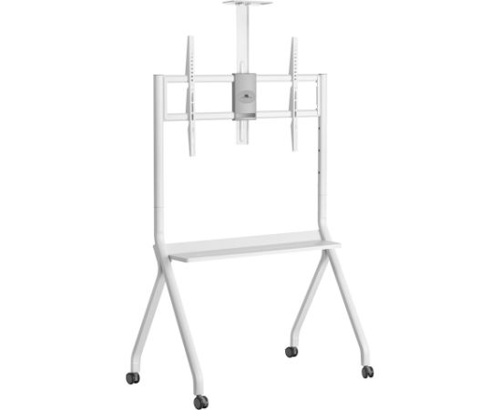 Maclean TV stand / cart, camera shelf, on casters, 55-100", max load 120kg/10kg shelf, max. VESA 900x600, white, MC-114 W