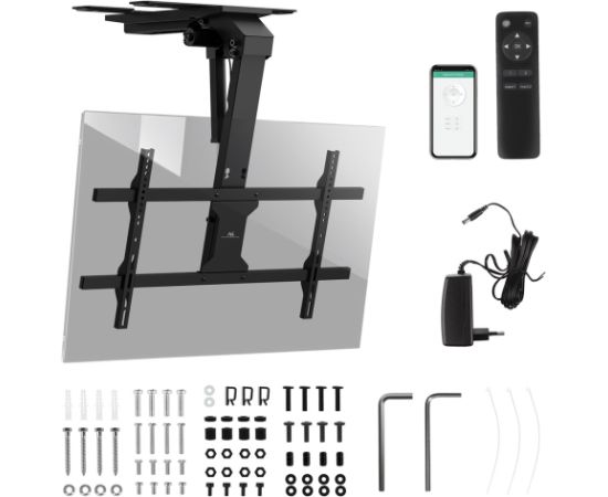 Maclean electric TV mount, ceiling mount, Tuya support, max. VESA 800x400, for TV 43-86", max. 45kg, MC-110 T