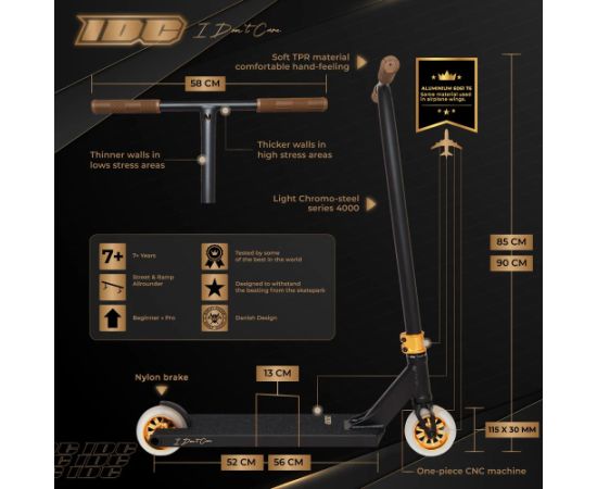 Triku skrejritenis NKD IDC Black/gold 90 cm