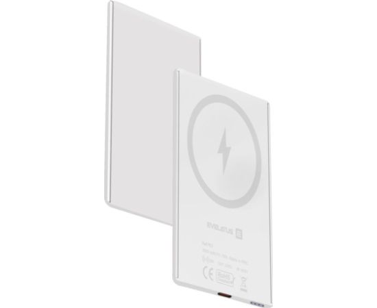 Evelatus   3000mAh Power Bank Super Slim With Wireless charging  White