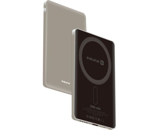 Evelatus   PD20W 5000mAh Power Bank MagLink Elite With Wireless charging Grey