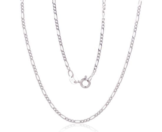 Серебряная цепочка Фигаро 1,8 мм, алмазная обработка граней #2400052(PRh-Gr), Серебро 925°, родий (покрытие), длина: 45 см, 2.7 гр. Ķēdītes