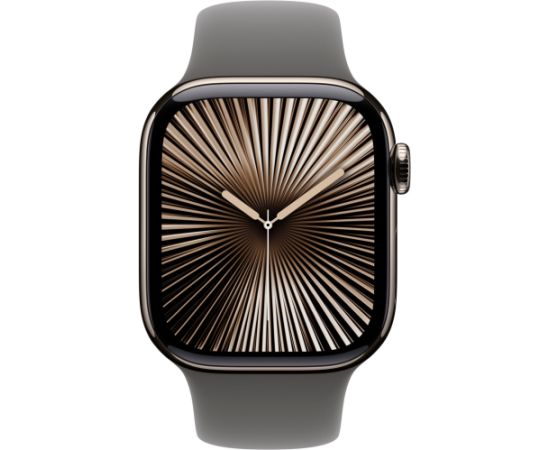 Apple Watch Series 10, Smartwatch (Titanium Natural, Titanium Case, 42 mm, Stone grey Sport Band S/M, cellular)