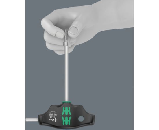 Wera 454/7 HF set 2 T-handle screwdrivers + rack, 7 pieces (black/green, with holding function)