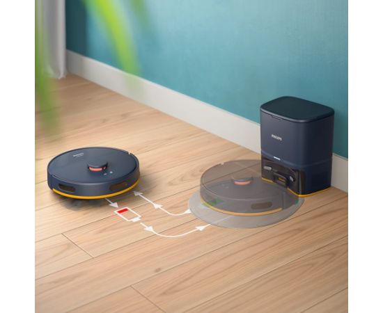 PHILIPS HomeRun 2000. sērijas Putekļsūcējs robots ar mazgāšanas funkciju, tumši zils - XU2100/15