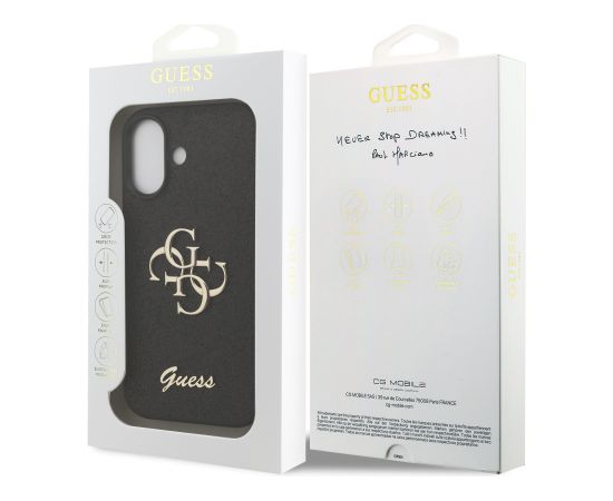 Guess PU Fixed Glitter 4G Metal Logo Case Чехол для Apple iPhone 17