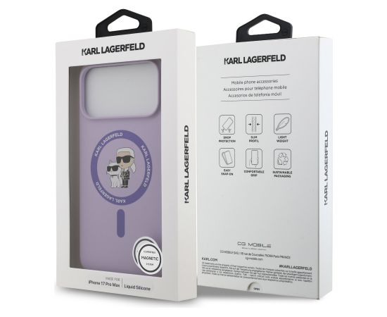 Karl Lagerfeld Liquid Silicone Karl and Choupette MagSafe Case Aizsargapvalks priekš Apple iPhone 17 Pro Max