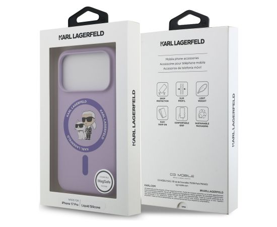 Karl Lagerfeld Liquid Silicone Karl and Choupette MagSafe Case Aizsargapvalks priekš Apple iPhone 17 Pro