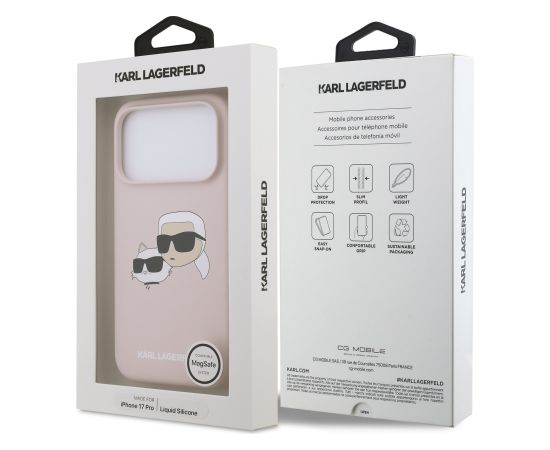 Karl Lagerfeld Liquid Silicone Double Heads MagSafe Case Aizsargapvalks priekš Apple iPhone 17 Pro Neoriģinālie Maciņi