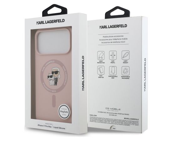 Karl Lagerfeld Liquid Silicone Karl and Choupette MagSafe Case Aizsargapvalks priekš Apple iPhone 17 Pro Max