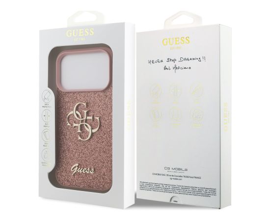 Guess PU Fixed Glitter 4G Metal Logo Case Чехол для Apple iPhone 17 Pro
