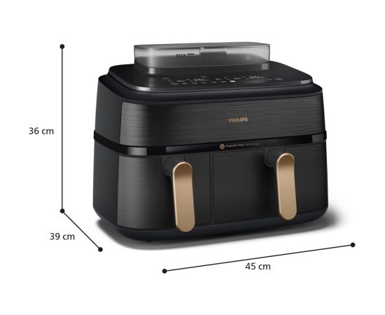 Philips 5000 series NA552/00 fryer Double 9 L Stand-alone 2750 W Hot air fryer Black