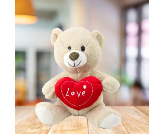 Leantoys Pluszowa Maskotka Przytulanka Miś z Sercem Kremowy Beżowy 30cm LEAN Toys