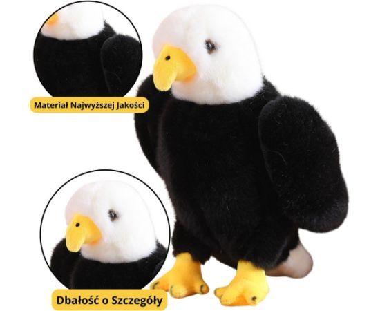 Leantoys Pluszowy Orzeł Ptak Pluszak Maskotka Przytulanka Czarno Biały 25cm EDUKAMP