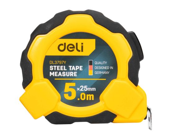 Steel Measuring Tape 5m/25mm Deli Tools EDL3797Y(yellow)