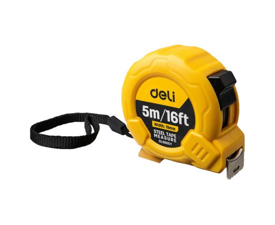 Steel Measuring Tape 5m/19mm Deli Tools EDL9005Y (yellow)