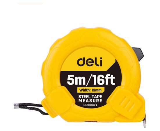 Steel Measuring Tape 5m/19mm Deli Tools EDL9005Y (yellow)