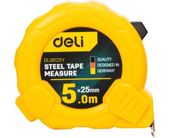 Steel Measuring Tape 5m/25mm Deli Tools EDL9025Y (yellow)