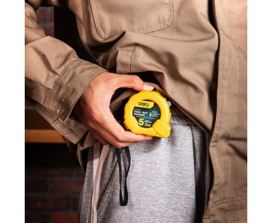 Steel Measuring Tape 5m/25mm Deli Tools EDL9025Y (yellow)