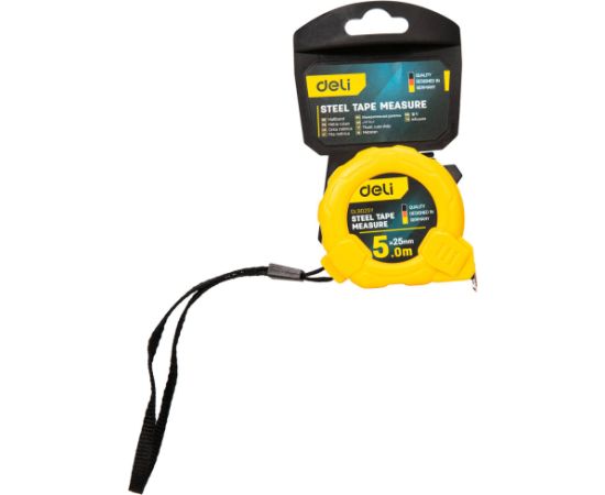 Steel Measuring Tape 5m/25mm Deli Tools EDL9025Y (yellow)