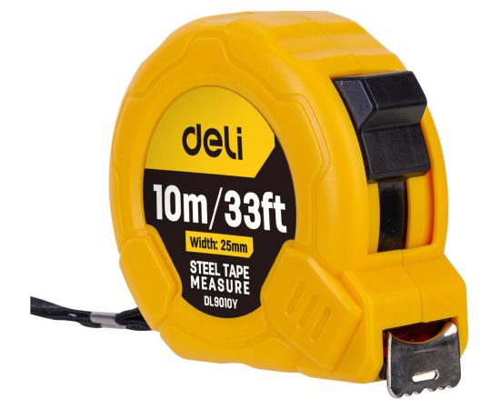 Steel Measuring Tape 10m/25mm Deli Tools EDL9010Y (yellow)
