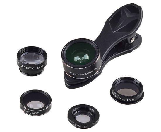 Mobile lens kit APEXEL APL-DG5H 5 in 1 universal (black)