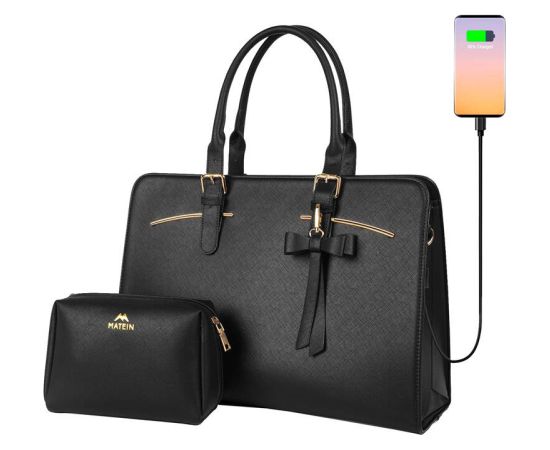 Women's 15.6'' laptop bag with cosmetic case Matein 1310 Black USB