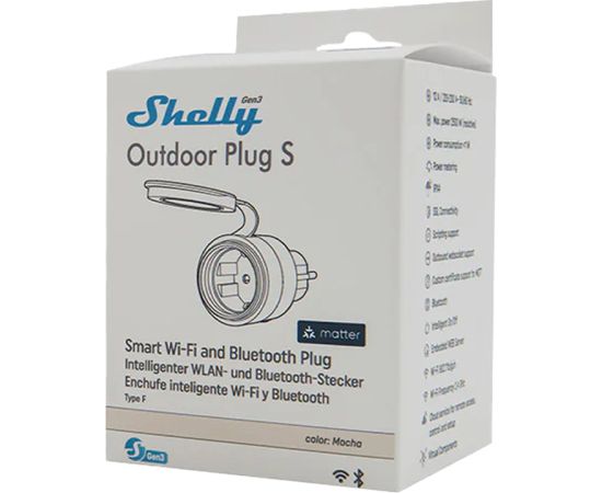 Shelly Plug S MTR Gen3 IP44 12A smart outdoor outlet