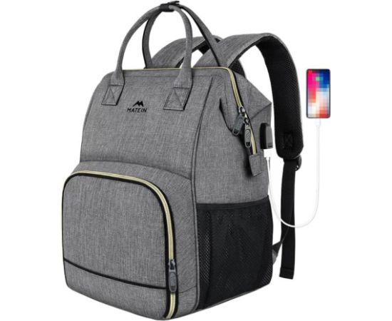 Laptop Backpack / Lunch Bag 15.6'' Matein 1368 USB Grey