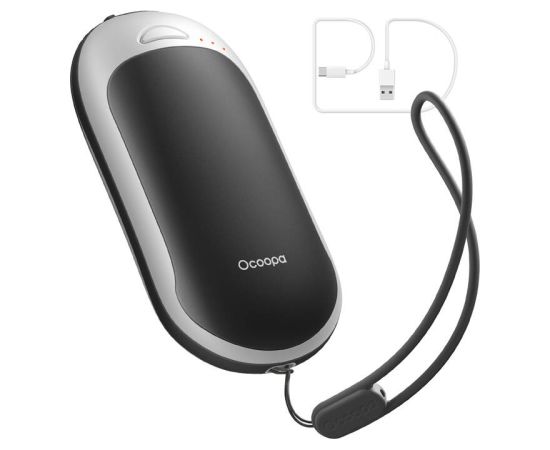 Ocoopa HotPal PD 5000 mAh hand warmer with powerbank function, USB-C, white and black