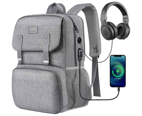 Laptop Backpack / Lunch Bag 15.6'' Matein 1161 USB Grey