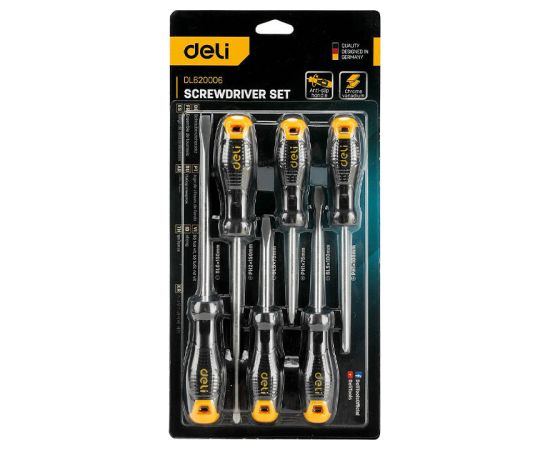Screwdriver set Deli Tools EDL620006, with magnet, 6 pieces