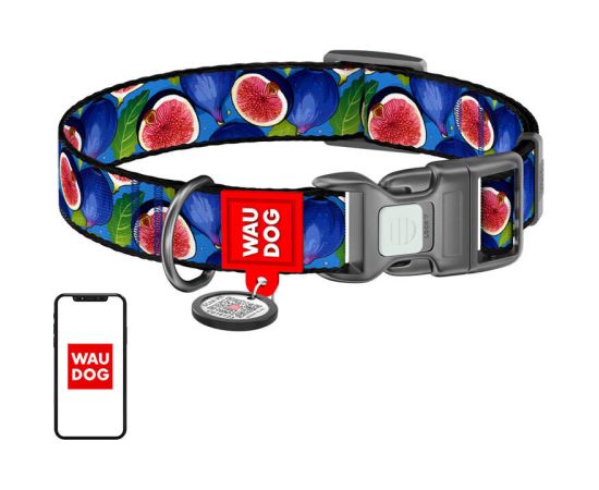 Waudog "Fig" nylon dog collar with QR code, size M