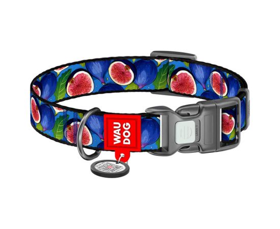 Waudog "Fig" nylon dog collar with QR code, size M