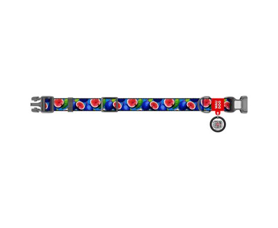 Waudog "Fig" nylon dog collar with QR code, size M