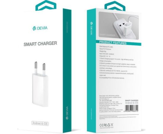 Devia Universal  Smart Charger （EU,10.5W) Black