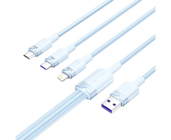 USB 2.0 A to 3-in-1 6A cable Vention CTRLG 1.5M (blue)
