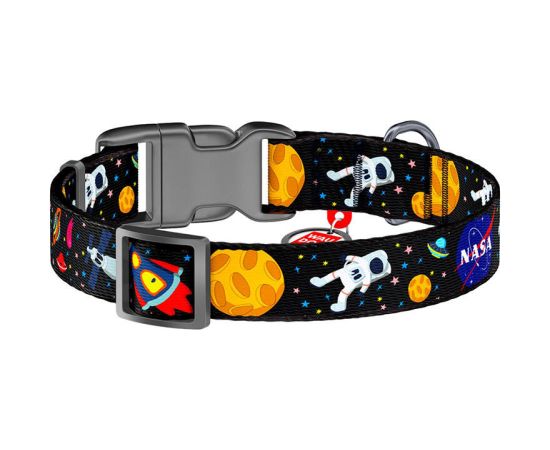 Nylon dog collar with QR code Waudog "NASA" size M