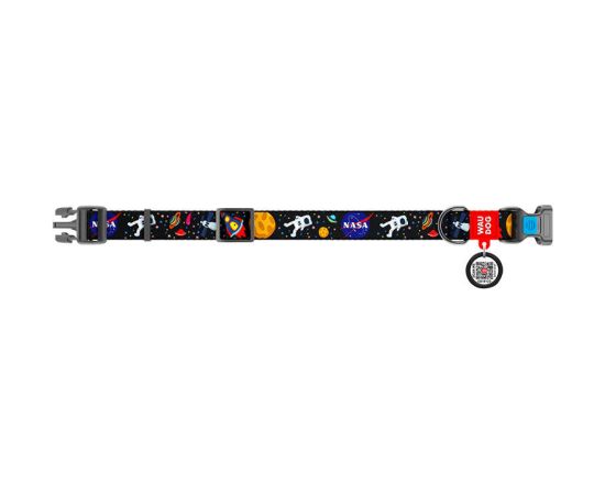 Nylon dog collar with QR code Waudog "NASA" size M